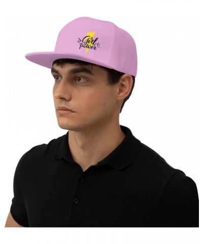 Girl Power Snapback Hat Baseball Cap for Men Women Hip Hop Style Flat-Brimmed Hats Pink $12.23 Baseball Caps