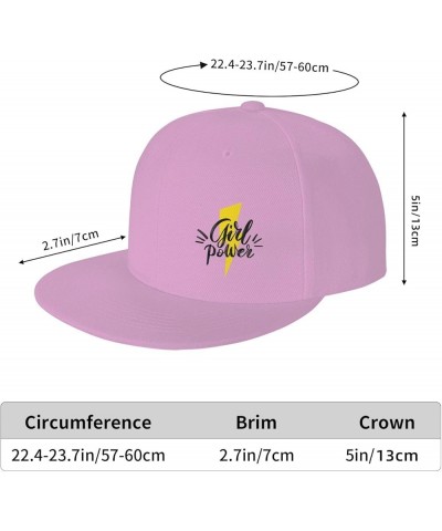 Girl Power Snapback Hat Baseball Cap for Men Women Hip Hop Style Flat-Brimmed Hats Pink $12.23 Baseball Caps