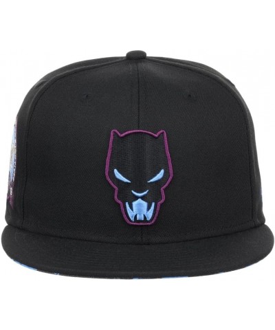 60th Anniversary Avengers Adjustable Snapback Flat Bill Baseball Cap Black/Panther $22.39 Baseball Caps