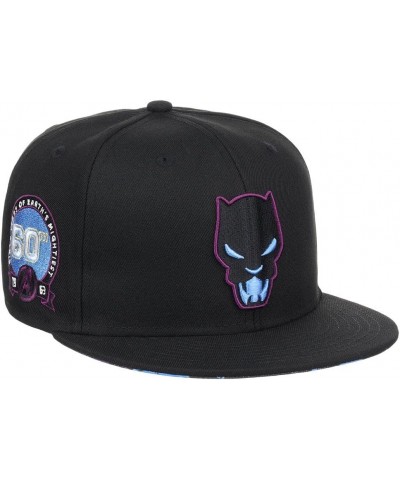 60th Anniversary Avengers Adjustable Snapback Flat Bill Baseball Cap Black/Panther $22.39 Baseball Caps