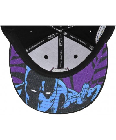 60th Anniversary Avengers Adjustable Snapback Flat Bill Baseball Cap Black/Panther $22.39 Baseball Caps