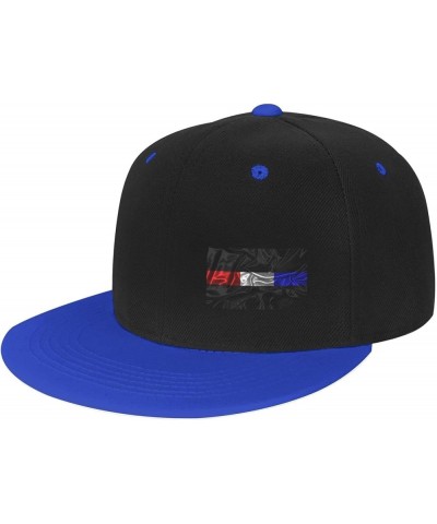 Silk Style Thin Line Red White Blue Flag Snapback Hats for Men Women Hat Baseball Cap Flat Bill Visor White Hat Blue $13.67 B...