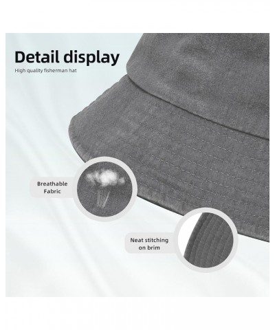 Unisex Fashion Printing Bucket Hat Washed Cotton Sun Fisherman Cap Outdoor Headwear for Women Men Gray $16.19 Bucket Hats