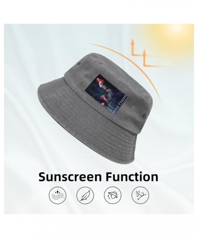 Unisex Fashion Printing Bucket Hat Washed Cotton Sun Fisherman Cap Outdoor Headwear for Women Men Gray $16.19 Bucket Hats