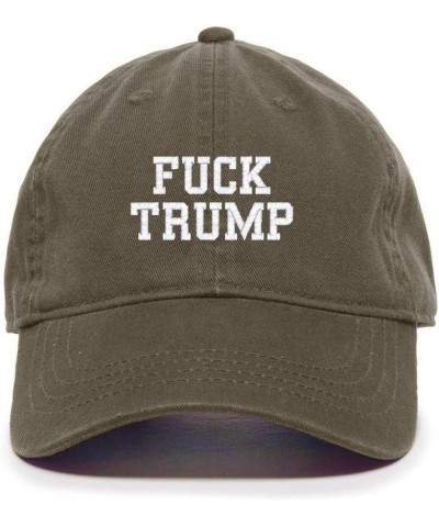 Fuck Trump MAGA Baseball Cap Embroidered Cotton Adjustable Dad Hat Olive $14.49 Baseball Caps