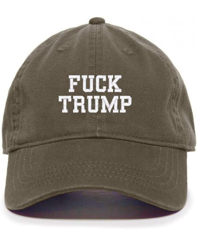 Fuck Trump MAGA Baseball Cap Embroidered Cotton Adjustable Dad Hat Olive $14.49 Baseball Caps