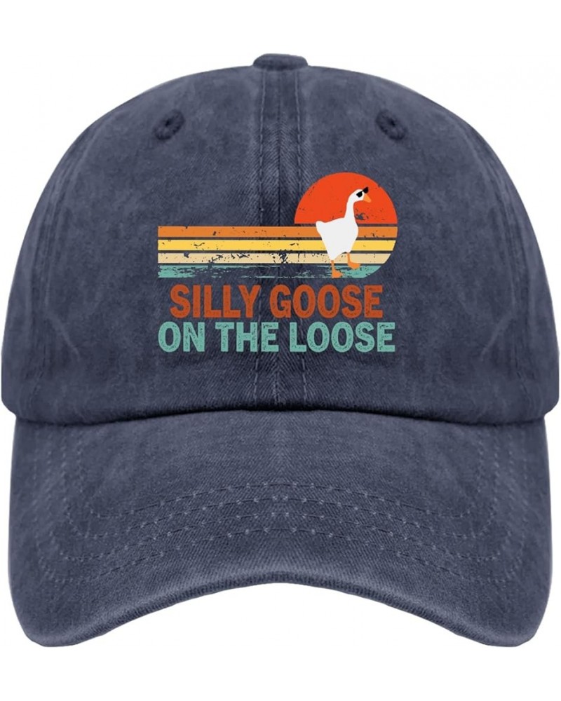 Silly Goose On The Loose Caps Funny Golf Hats Pigment Black Dad Hats for Men Gifts for Him Golf Cap Navy Blue $10.18 Bucket Hats