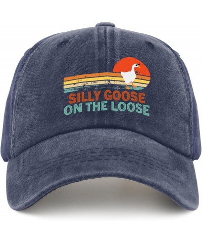 Silly Goose On The Loose Caps Funny Golf Hats Pigment Black Dad Hats for Men Gifts for Him Golf Cap Navy Blue $10.18 Bucket Hats