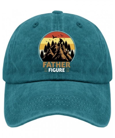 Father Figure Camping Hats for Men Baseball Caps Funny Washed Running hat Cotton Cyan Blue $9.16 Baseball Caps