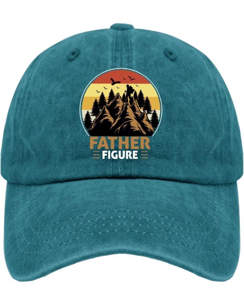 Father Figure Camping Hats for Men Baseball Caps Funny Washed Running hat Cotton Cyan Blue $9.16 Baseball Caps