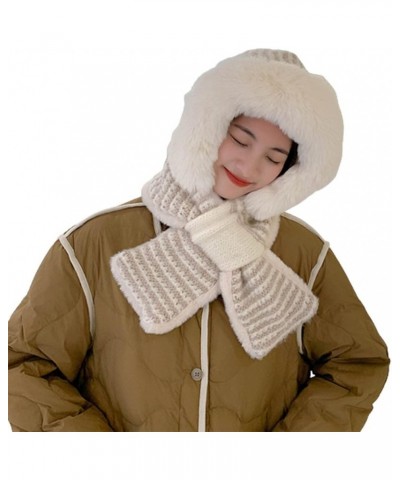 Globalwells Winter Beanie with Scarf Hat for Women Earflap Peruvian Skull Stripe Cap Khaki $11.48 Skullies & Beanies