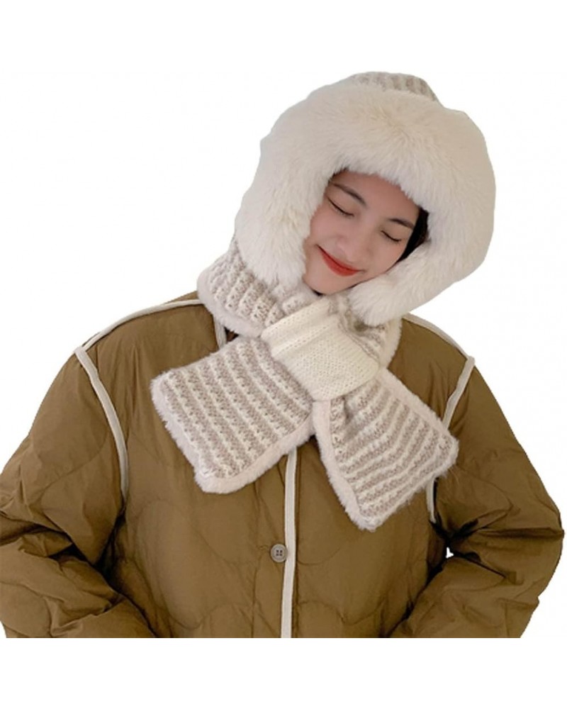 Globalwells Winter Beanie with Scarf Hat for Women Earflap Peruvian Skull Stripe Cap Khaki $11.48 Skullies & Beanies