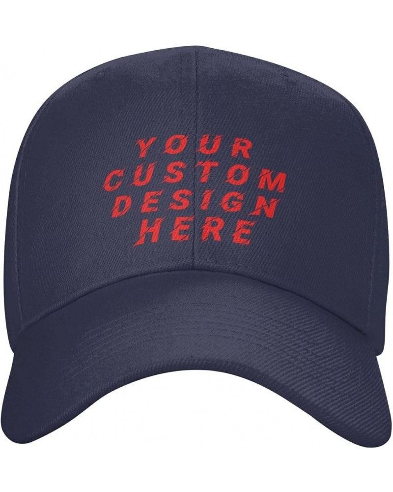 Custom Hat with Your Picture Text Logo Name Personalized Hats Navy Blue $7.63 Baseball Caps