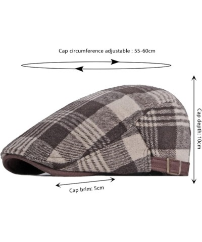 Autumn and Winter Plaid Tweed Duffel Beret Men's Hats Warm Newsboy Hat Casual Flat Caps Driver Cap Unisex Golf Beret Black an...