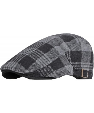 Autumn and Winter Plaid Tweed Duffel Beret Men's Hats Warm Newsboy Hat Casual Flat Caps Driver Cap Unisex Golf Beret Black an...