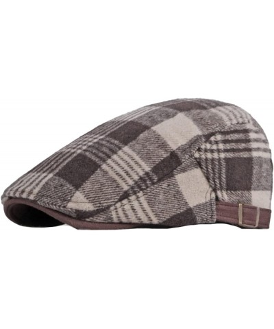 Autumn and Winter Plaid Tweed Duffel Beret Men's Hats Warm Newsboy Hat Casual Flat Caps Driver Cap Unisex Golf Beret Black an...