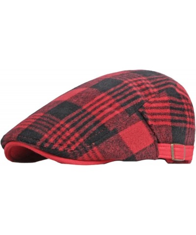 Autumn and Winter Plaid Tweed Duffel Beret Men's Hats Warm Newsboy Hat Casual Flat Caps Driver Cap Unisex Golf Beret Black an...