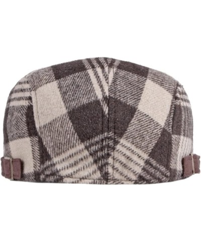 Autumn and Winter Plaid Tweed Duffel Beret Men's Hats Warm Newsboy Hat Casual Flat Caps Driver Cap Unisex Golf Beret Black an...