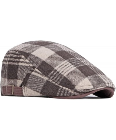 Autumn and Winter Plaid Tweed Duffel Beret Men's Hats Warm Newsboy Hat Casual Flat Caps Driver Cap Unisex Golf Beret Black an...