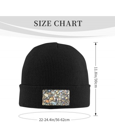 Pebble Stone Print Unisex Soft Warm Beanie Hat for Men Women Elastic Lightweight Skiing Knitted Hat Black $12.54 Skullies & B...