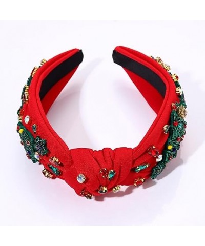 Christmas Headband for Women Christmas Accessories Xmas Bow Tree Snowflake Knotted Headband Crystal Top Knot Headband Christm...