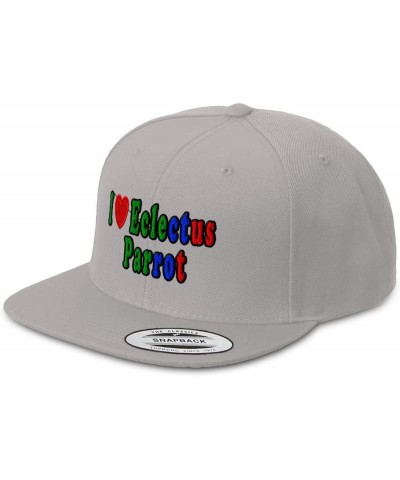 Snapback Hats for Men and Women I Love Eclectus Parrot Birds Acrylic Flat Bill Baseball Silver Design Only $15.36 Baseball Caps