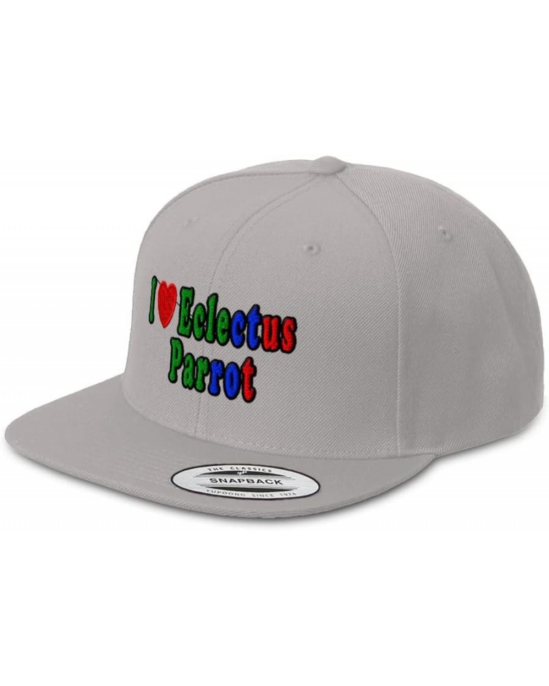 Snapback Hats for Men and Women I Love Eclectus Parrot Birds Acrylic Flat Bill Baseball Silver Design Only $15.36 Baseball Caps