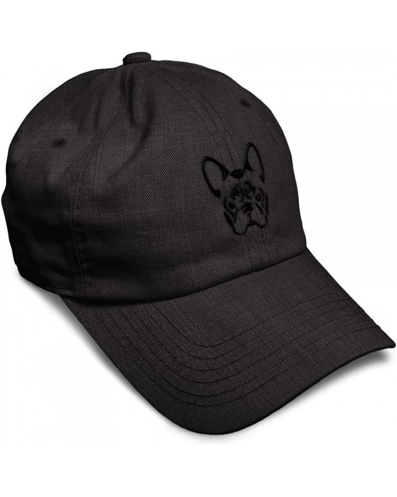 Custom Soft Baseball Cap French Bulldog Silhouette Embroidery Dogs Twill Cotton Dad Hats for Men & Women Dark Denim Design On...