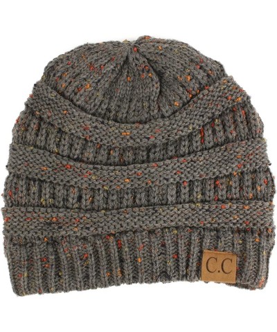 CC Classic Winter Fall Trendy Chunky Stretchy Cable Knit Beanie Hat Confetti Dk. Melange Gray $9.50 Sun Hats