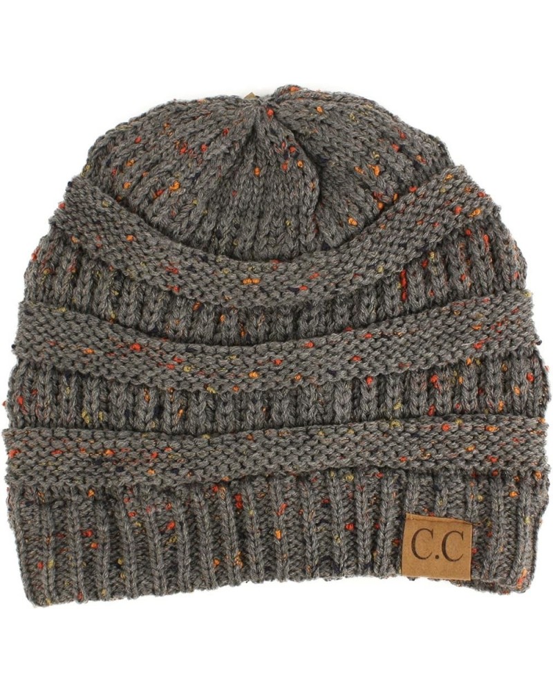 CC Classic Winter Fall Trendy Chunky Stretchy Cable Knit Beanie Hat Confetti Dk. Melange Gray $9.50 Sun Hats