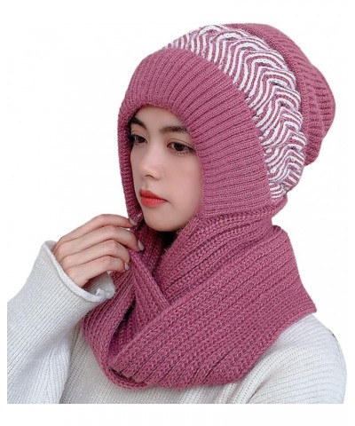 Women Winter Slouchy Knit Warm Hats Wool Cap Scarf Integrated Pullover Cap Cute Parent Child Knitted Hat Lampoon Red $11.35 S...