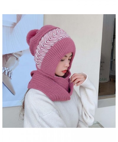 Women Winter Slouchy Knit Warm Hats Wool Cap Scarf Integrated Pullover Cap Cute Parent Child Knitted Hat Lampoon Red $11.35 S...