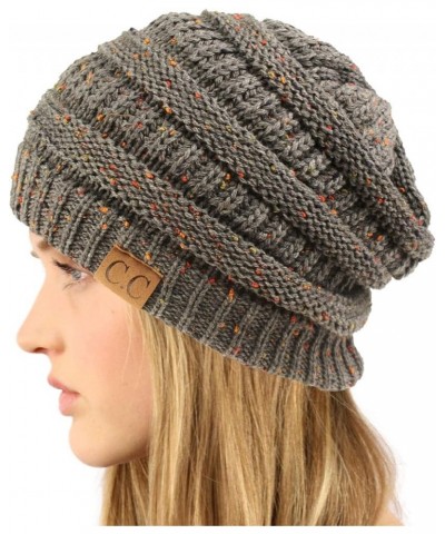 CC Classic Winter Fall Trendy Chunky Stretchy Cable Knit Beanie Hat Confetti Dk. Melange Gray $9.50 Sun Hats