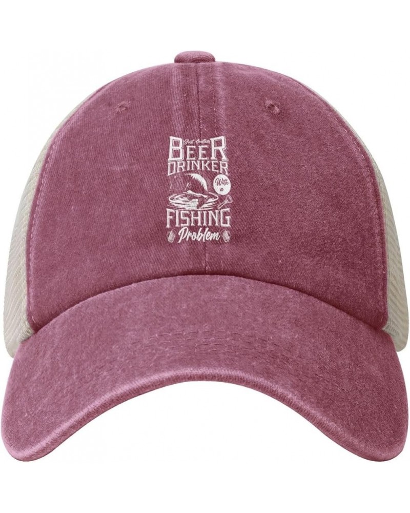 Oust Another Beer Drinker with A Fishing Problem Baseball Cap for Women Mens Hats Retro Mesh Caps Dad Hat Red $11.91 Baseball...