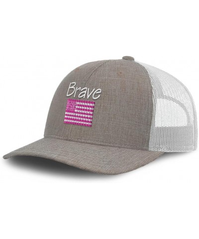 Trucker Hat Baseball Cap Brave Patriotic Cotton Dad Hats for Men & Women Heather Khaki White $13.50 Baseball Caps