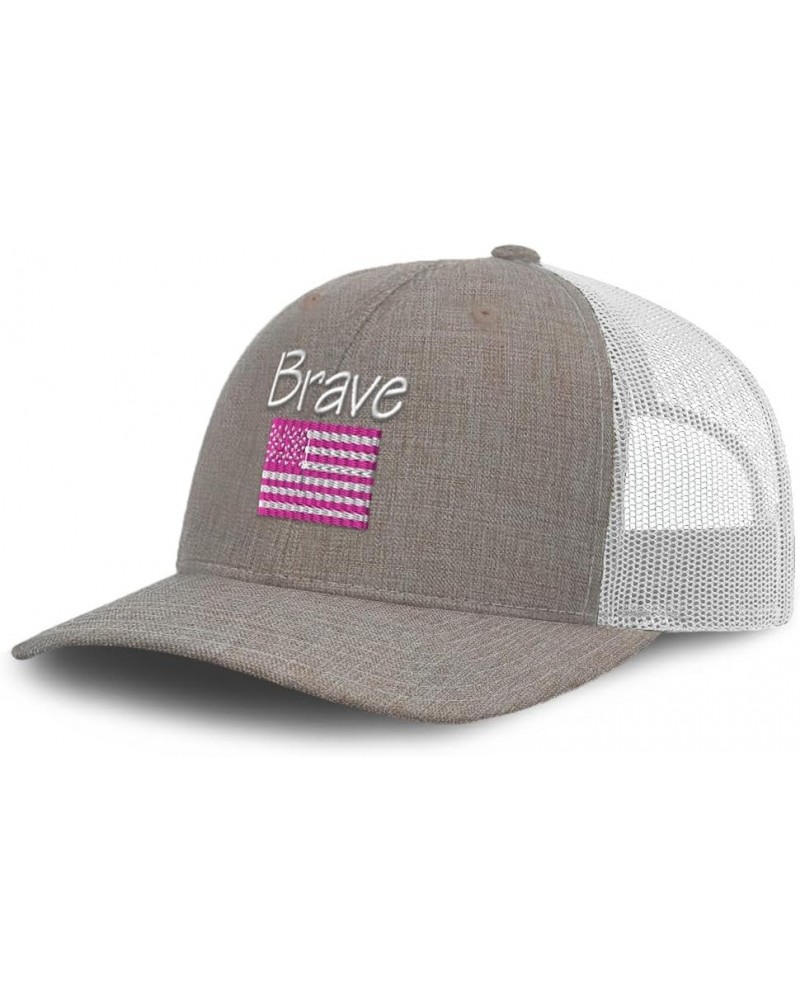 Trucker Hat Baseball Cap Brave Patriotic Cotton Dad Hats for Men & Women Heather Khaki White $13.50 Baseball Caps