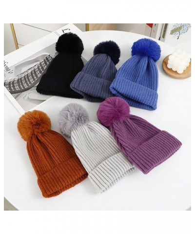 Women with Pompom, Winter Hats for Women Fashion Knit Warm Cap, Womens for Cold Weather Orange $6.44 Skullies & Beanies