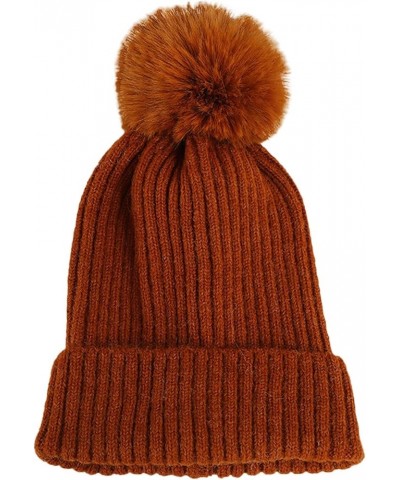 Women with Pompom, Winter Hats for Women Fashion Knit Warm Cap, Womens for Cold Weather Orange $6.44 Skullies & Beanies