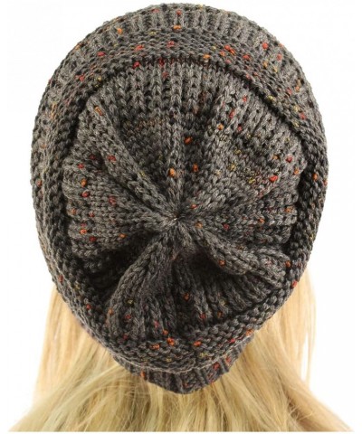 CC Classic Winter Fall Trendy Chunky Stretchy Cable Knit Beanie Hat Confetti Dk. Melange Gray $9.50 Sun Hats