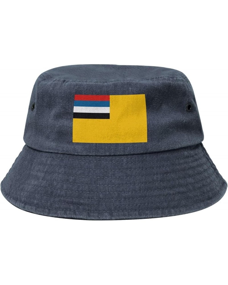 Flag of Manchukuo Bucket Hat for Women Men Summer Travel Sun Hat Outdoor Cap Funny Bucket Hats Navy Blue $10.98 Bucket Hats