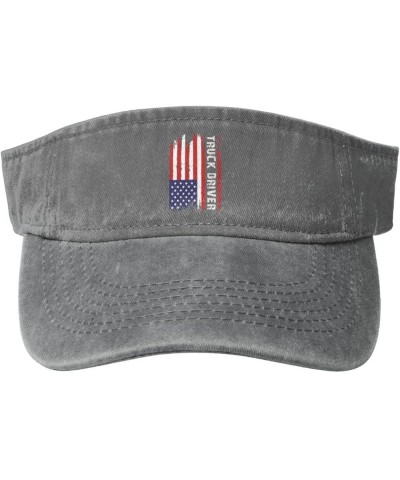 Truck Driver with USA Flag Sun Hat Sun Visor Hats for Women Men Baseball Cap Golf Hats Gray $10.18 Visors