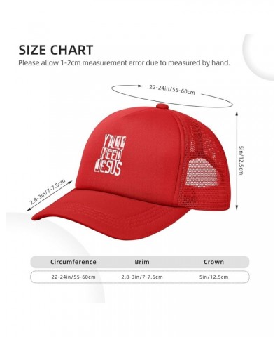 Y'all Need Jesus Baseball Cap Casual Mans Woman's Baseball Hats Adjusting Solid Color Mesh Baseball Cap Red $14.90 Baseball Caps