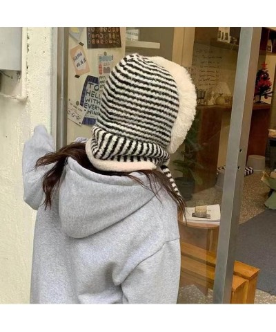 Globalwells Winter Beanie with Scarf Hat for Women Earflap Peruvian Skull Stripe Cap Khaki $11.48 Skullies & Beanies