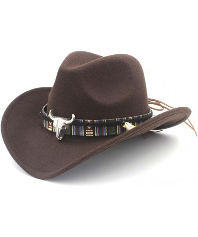 Men's Fashion Elegant Cowboy Hat Western Cowboy Hat Jazz Hat (Color : Wine red, Size : 56-58) 56-58 Coffee $16.24 Cowboy Hats