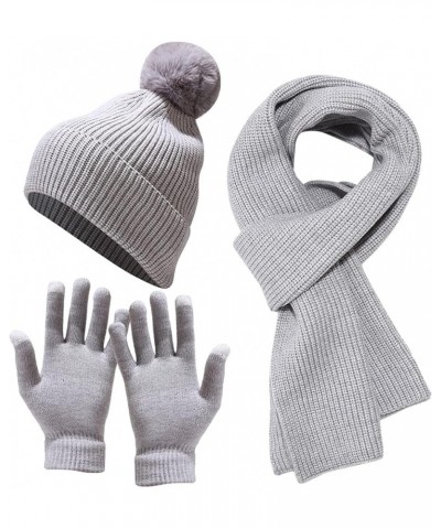 Hat Women Gloves Knit Cycling Sets Windproof Men Hat Adult Scarf Knitted Warm Skiing Winter Baseball Caps Got7 Cap Gray $16.0...