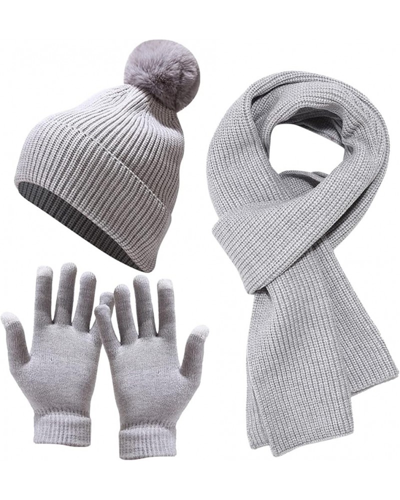 Hat Women Gloves Knit Cycling Sets Windproof Men Hat Adult Scarf Knitted Warm Skiing Winter Baseball Caps Got7 Cap Gray $16.0...