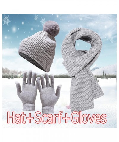 Hat Women Gloves Knit Cycling Sets Windproof Men Hat Adult Scarf Knitted Warm Skiing Winter Baseball Caps Got7 Cap Gray $16.0...