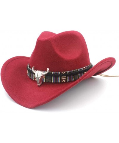 Men's Fashion Elegant Cowboy Hat Western Cowboy Hat Jazz Hat (Color : Wine red, Size : 56-58) 56-58 Coffee $16.24 Cowboy Hats