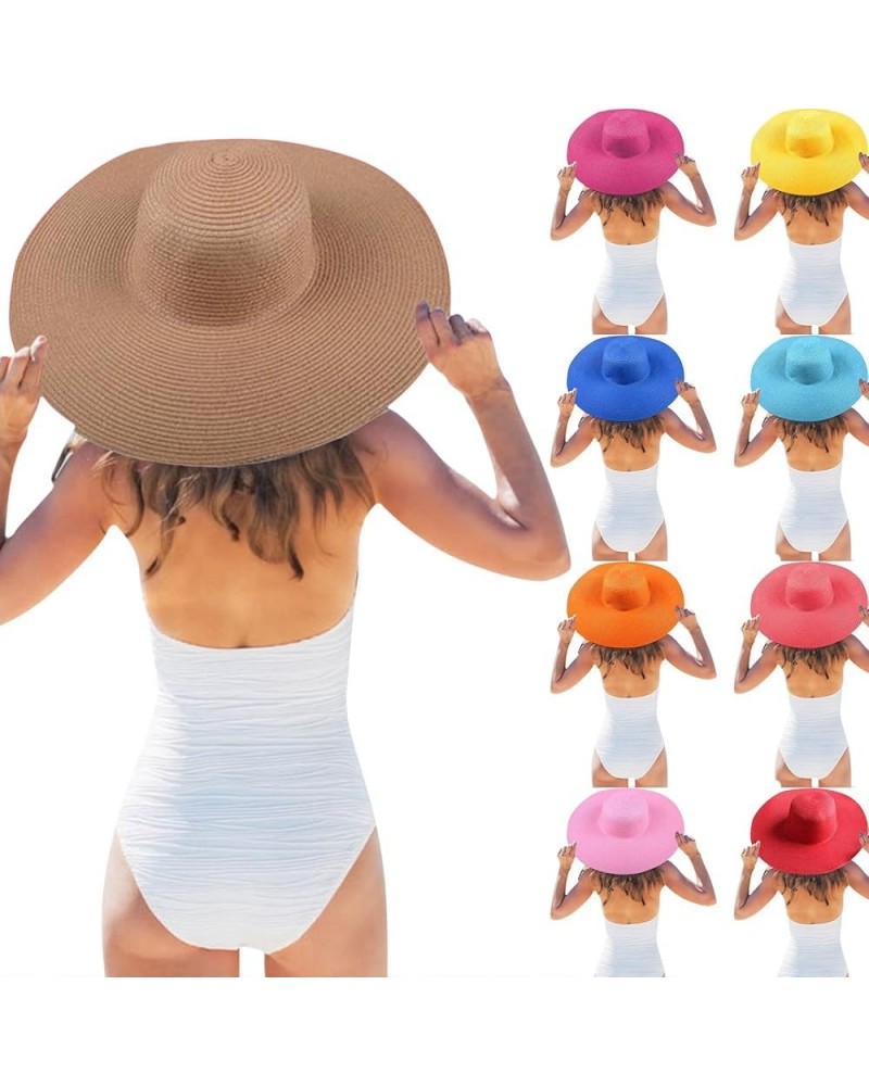 Straw Sun Hats for Women Floppy Beach Wide Brim Summer Sunhats Packable Uv Protection Foldable Vacation Panama Hats Brown $9....