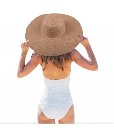 Straw Sun Hats for Women Floppy Beach Wide Brim Summer Sunhats Packable Uv Protection Foldable Vacation Panama Hats Brown $9....